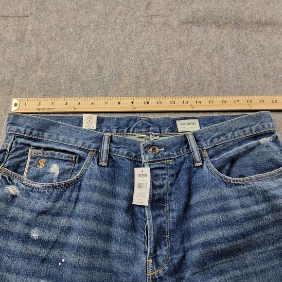 Todd Snyder Slim Fit Paint Destroyed Selvedge Denim Jean Indigo 38x32 NWT - Picture 10 of 16